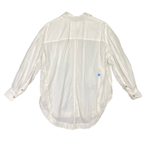 WE THE FREE Happy Hour Button Up Shirt Womens S White Boxy Oversized Puff Sleeve - Picture 7 of 11